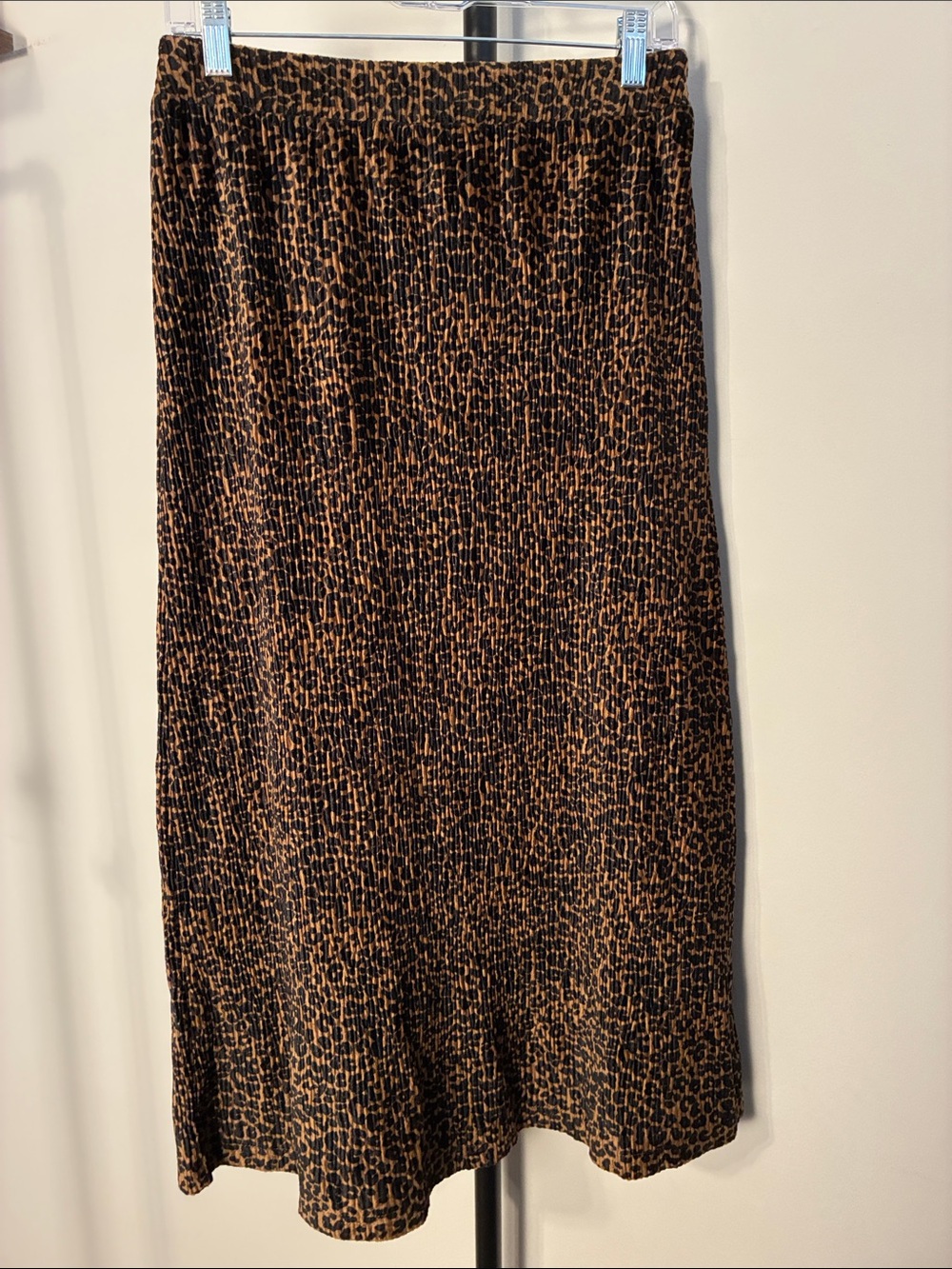 NEW VOY corduroy leopard animal print a-line midi maxi choosy skirt brown small